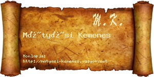 Mátyási Kemenes névjegykártya